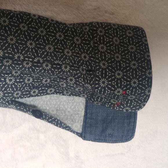 Fil Noir Mens Selezione Blue Patterned Stretch Button Up Shirt Size L - Picture 6 of 8